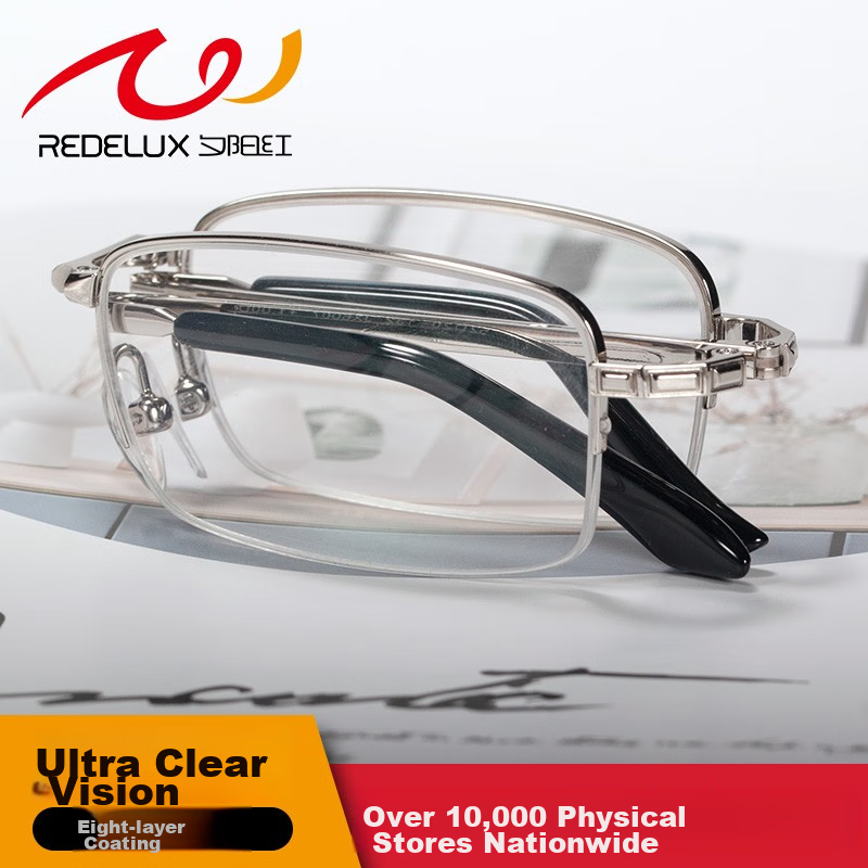 Xiyanghong Reading Glasses for Men And Women, Anti-Blue Light, Fashionable Ultra-Light Foldable Portable Presbyopic Glasses JX6007 Silver 100 Degrees