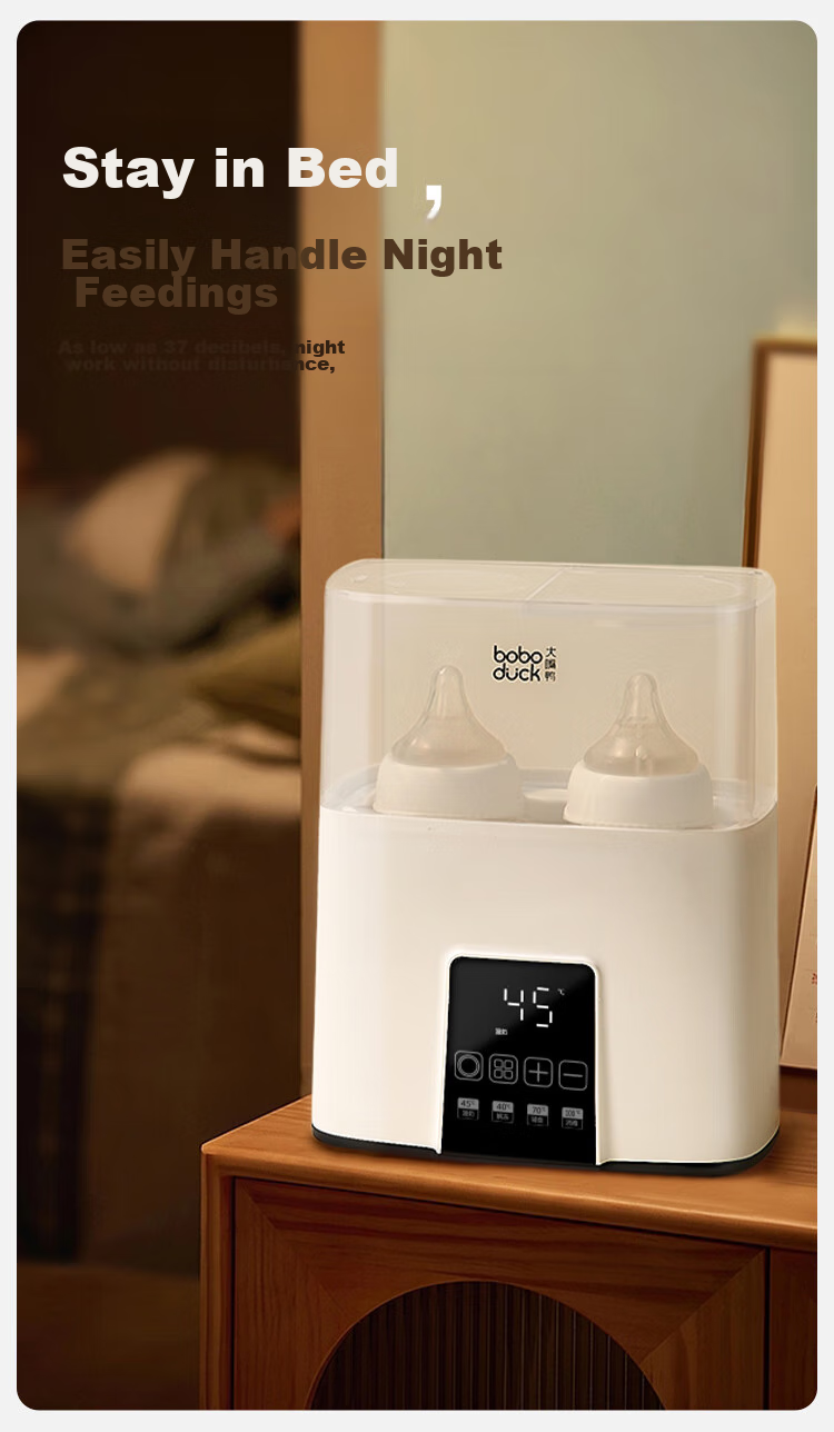 Boboduck Baby Bottle Warmer Multifunctional Milk Warmer, Bottle Sterilizer And Defroster 2-In Dual-Bottle Milk Warmer 6502 17