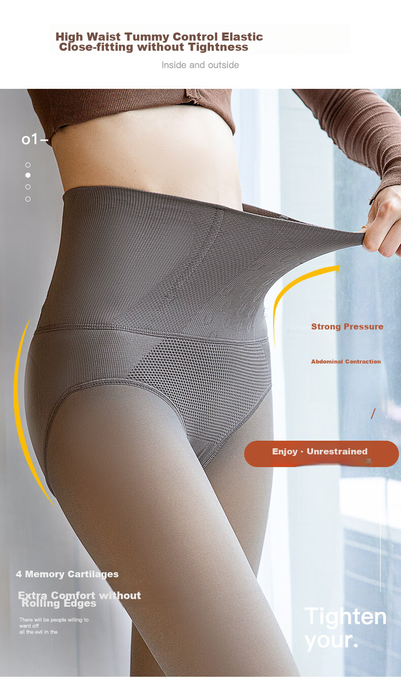 LangSha Women's Leggings for Autumn And Winter, Fleece-Lined, Skin-Transparent, High-Waisted, Slimming, Fake-Translucent, Tummy Control And Butt-Lifting Leggings Socks 5