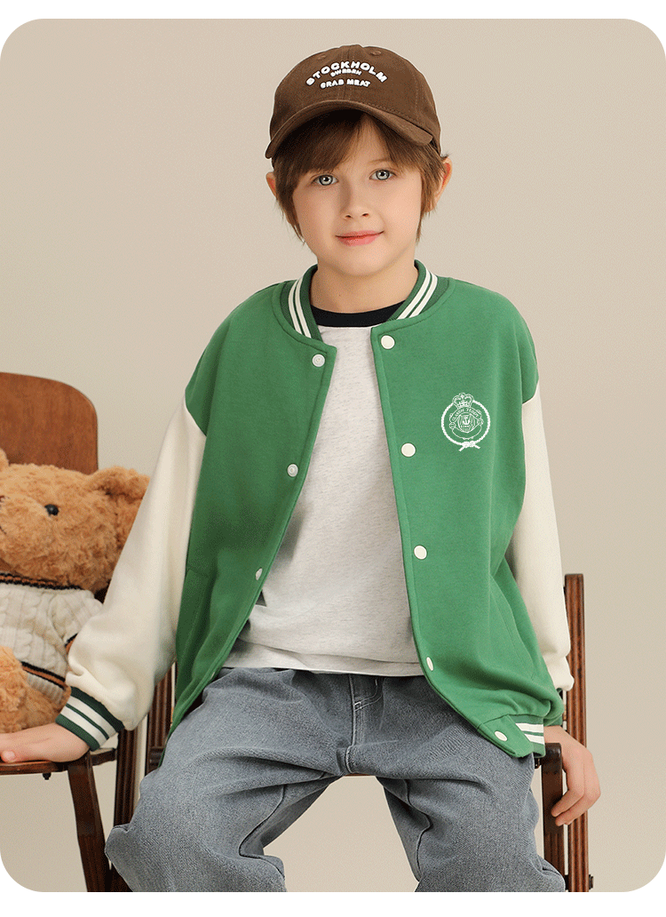 Classic Teddy Children's Jacket, Boys And Girls Baseball Coat, Outerwear for Older Kids, Autumn Outfit, Pink, Size 110 15
