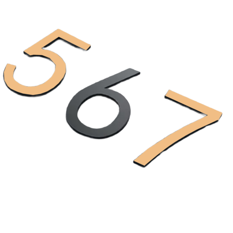 Yiju Changning Frosted Acrylic 3D Custom Number Plate Sticker Gold (Pure Numbers) 0-9 Set of 1