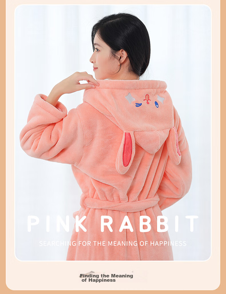 Grace Bathrobe for Women, Winter Coral Fleece, Absorbent Quick-Drying Cape, Home Loungewear, Autumn Winter Couple Wearable Bath Towel, Long Sleepwear, Size M 4
