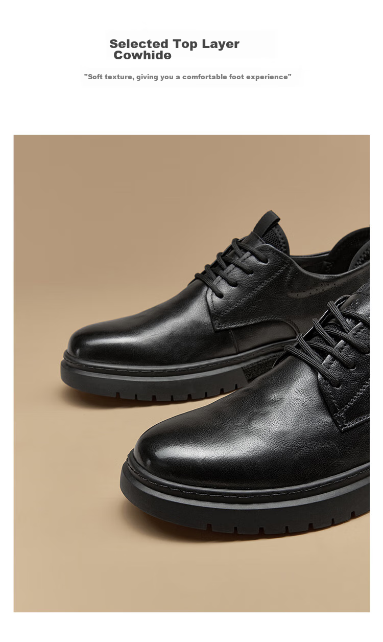 MONTAGUT Men's Shoes, 2026 British Style Spring New Light Luxury Business Formal Dress Men's Suit Lace-Up Casual Shoes, Heightening Shoes for Me 7