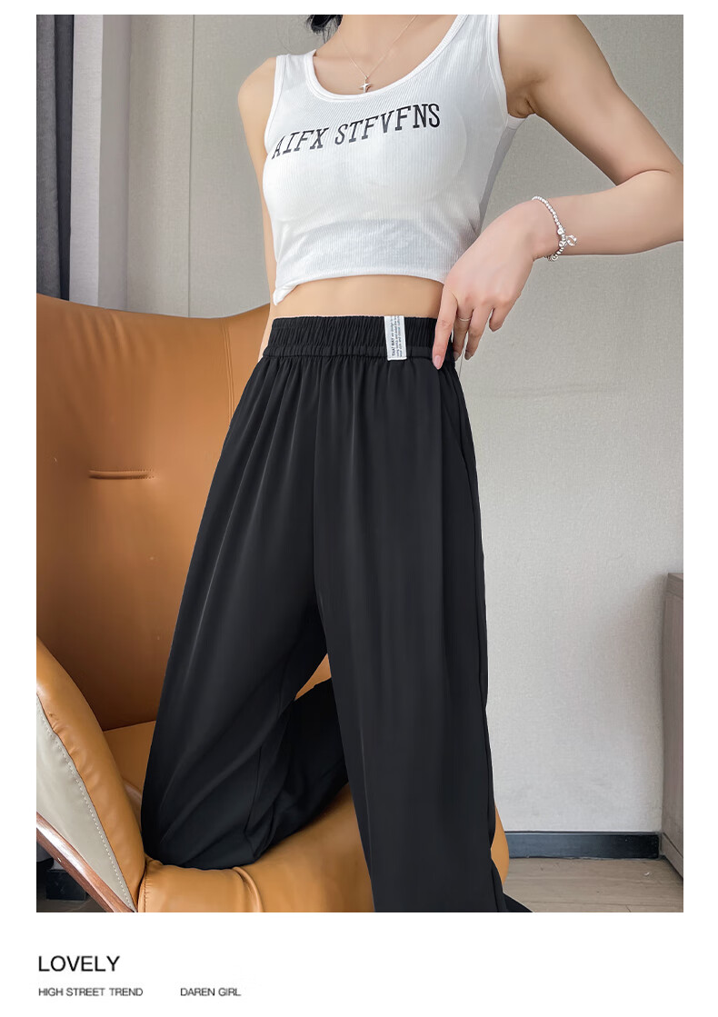 LangSha Haren Suit Pants for Women, Spring And Summer Lightweight, Draping High-End Nine-Point Wide-Leg Pants, Straight-Leg Haren Trousers for Wome 30