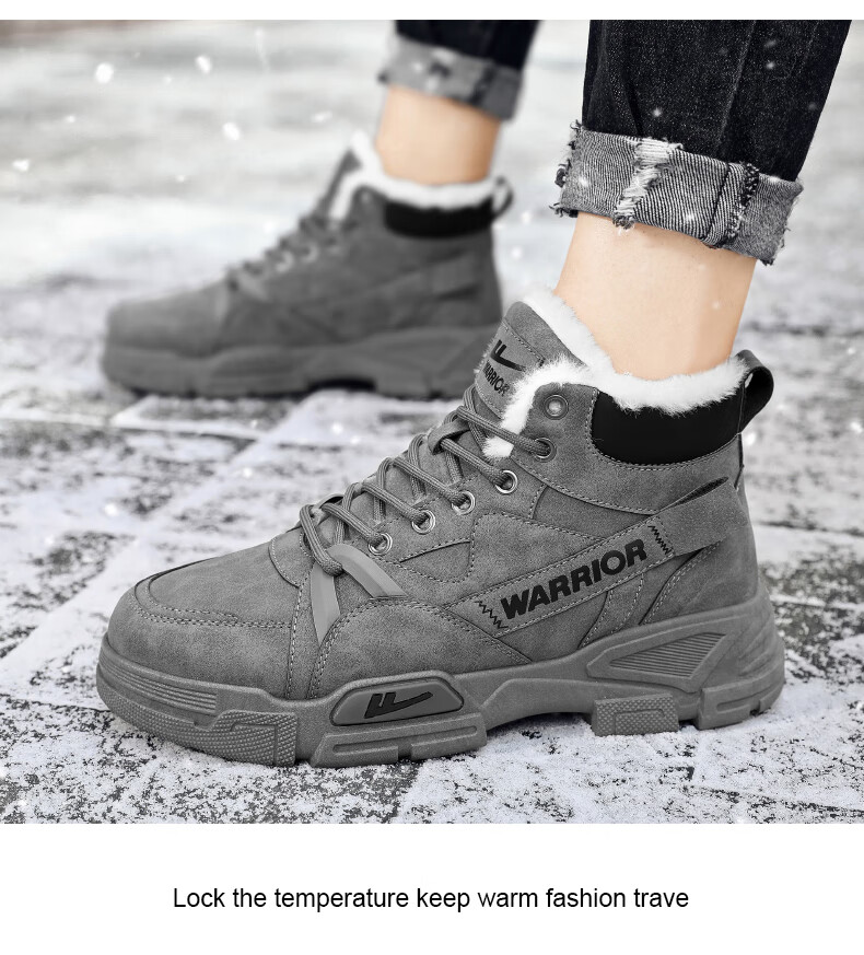 Huili Men's Martin Boots, 2025 Autumn And Winter New Style Men's Fleece-Lined Snow Boots, Warm Work Boots, Cotton Shoes, Khaki, Size 41 12