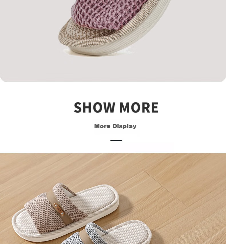 Huili Linen Slippers for Men And Women, Sweat-Absorbing And Breathable Home Shoes, Indoor All-Season Floor Slippers HL0215 Pink Size 40-41 10