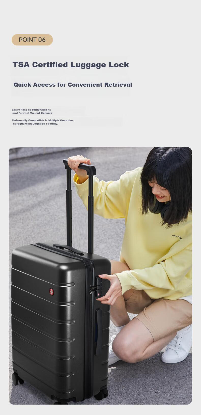 CROSSGEAR Swiss Luggage 28-Inch Carry-On Suitcase Large Capacity Travel Case for Men And Women with Seat, Password Lock And Wheels 11