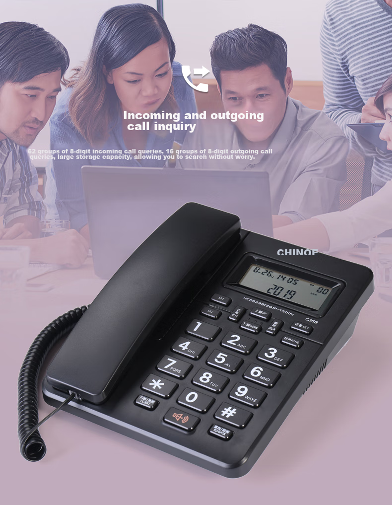 CHINO-E Landline Telephone with Caller ID Display, Dual Interface, Battery-Free C228 White Office Companio 4