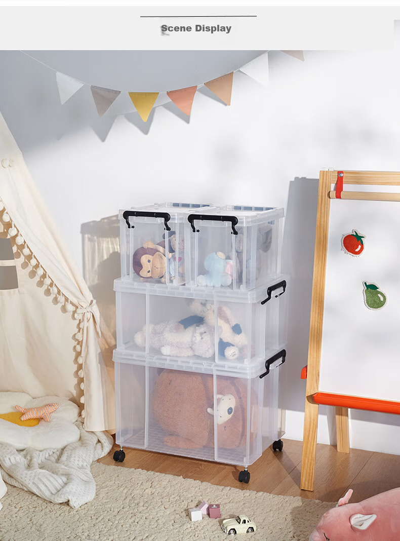TENMA Plastic Clothing Storage Box, Car Storage Box 45 Liters, Transparent Lox Organizer Box 530L 10
