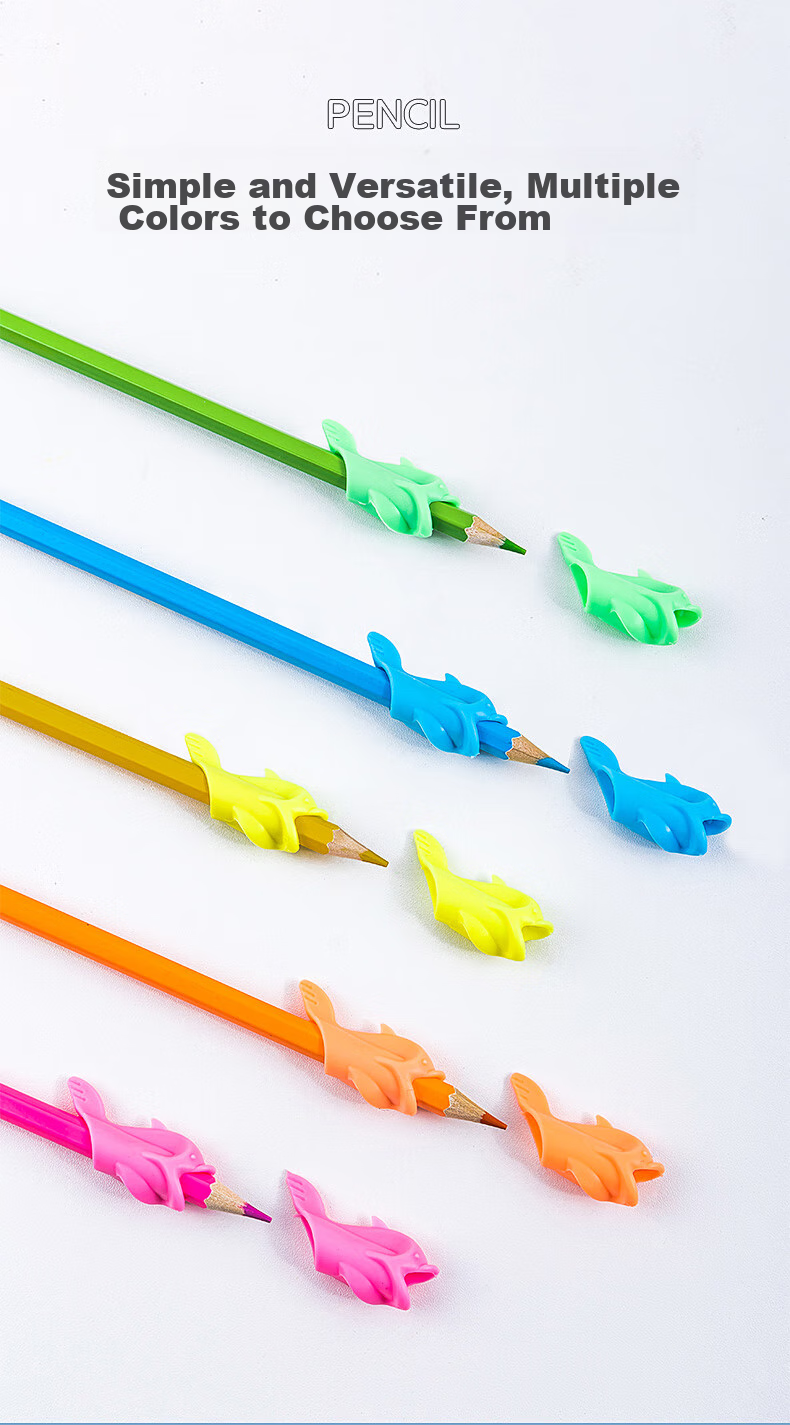 AIHAO [Lowest Price Online] Dolphin-Shaped Pen Grip Aid for Kindergarten And Elementary School Students, Pencil Grip Correction Silicone Pen Holder, Back-To Essential Stationery, Pack of 10 7