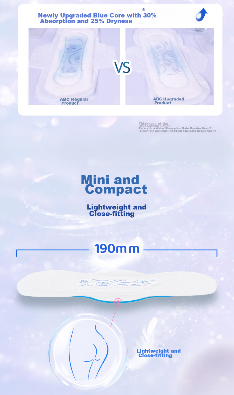ABC KMS Light And Thin Healthy Formula Ultra-Thin Extended Night Use Sanitary Napkin Set Sold by JD 320mm*9 Pieces 8
