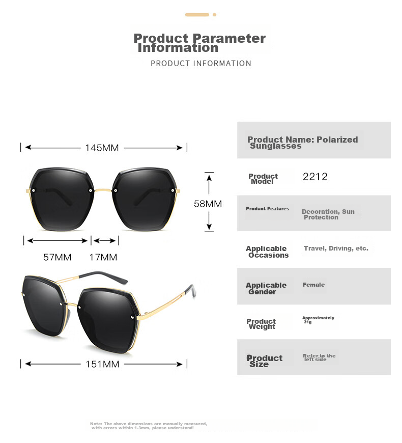 Lafudelu Polarized Sunglasses for Women, UV Protection, Anti-Glare, Trendy Sunglasses, Sun Protection, Wide Frame, Slimming Effect 12