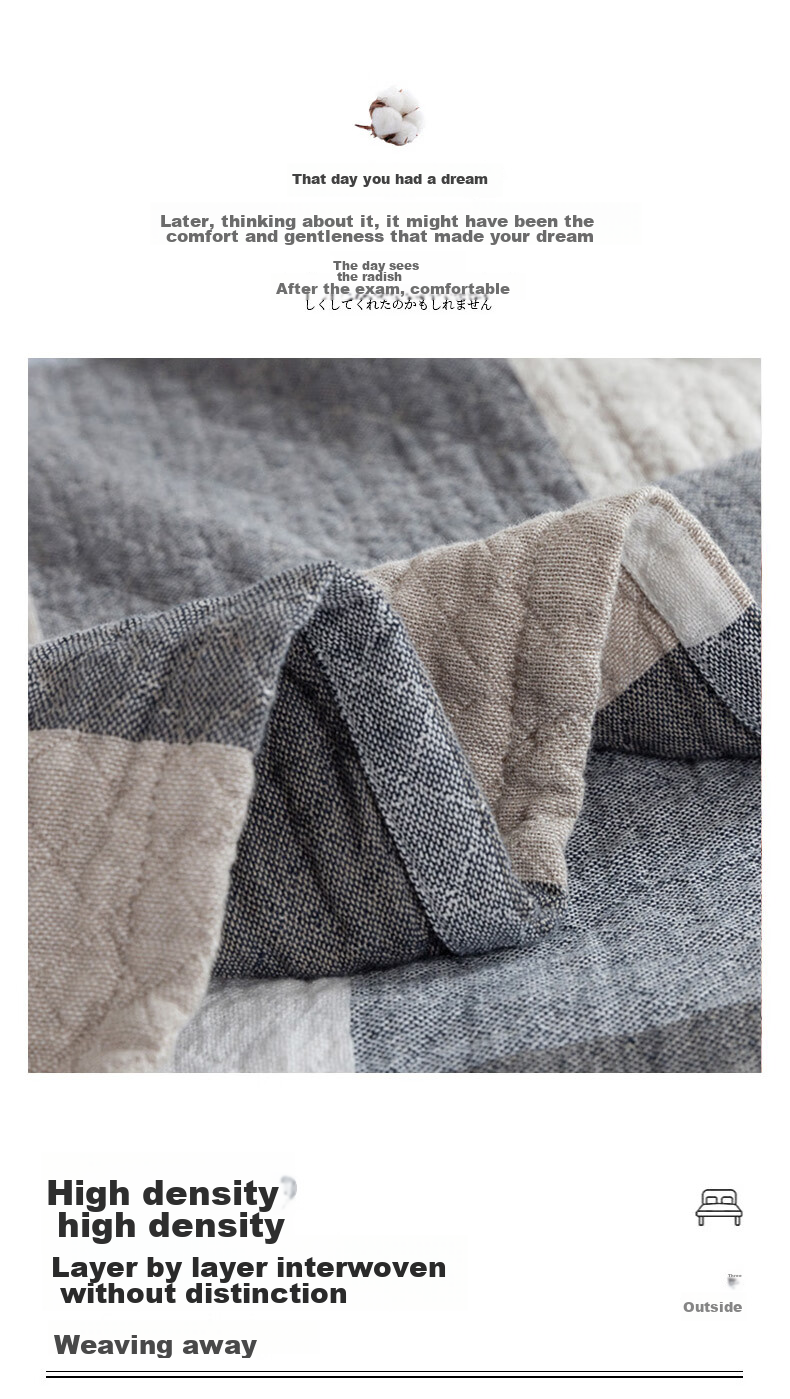 Grace Pure Cotton Class A Antibacterial Towel Blanket Nap Quilt Summer Cool Quilt Air Conditioning Quilt Gauze Blanket, 150*200cm Blue Plaid 6