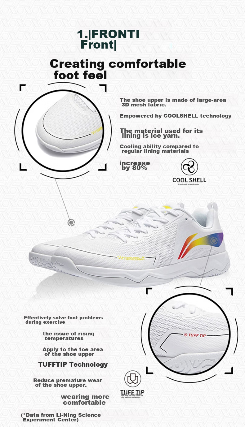 Li-Ning Table Tennis Shoes Qilin 3.0ESS Unisex Anti-Slip Shock-Absorbing Sports Shoes Training Shoes Standard White Size 39 3