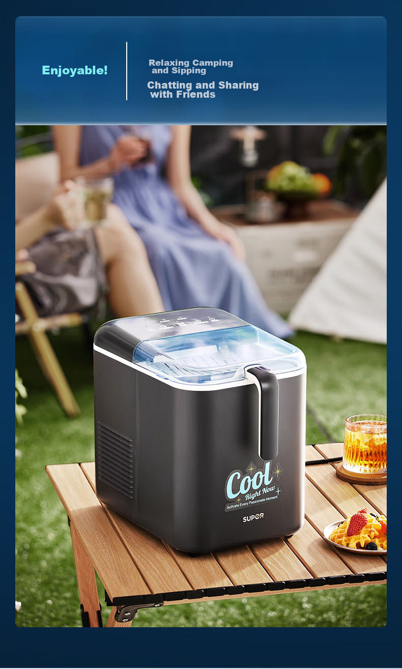 SUPOR Ice Maker for Home, Compact Cube Machine, Mini Office Dorm Three Ice Making Modes, Bullet Ice, Rapid Ice Production, Self-Cleaning SW-ZB12T001 18