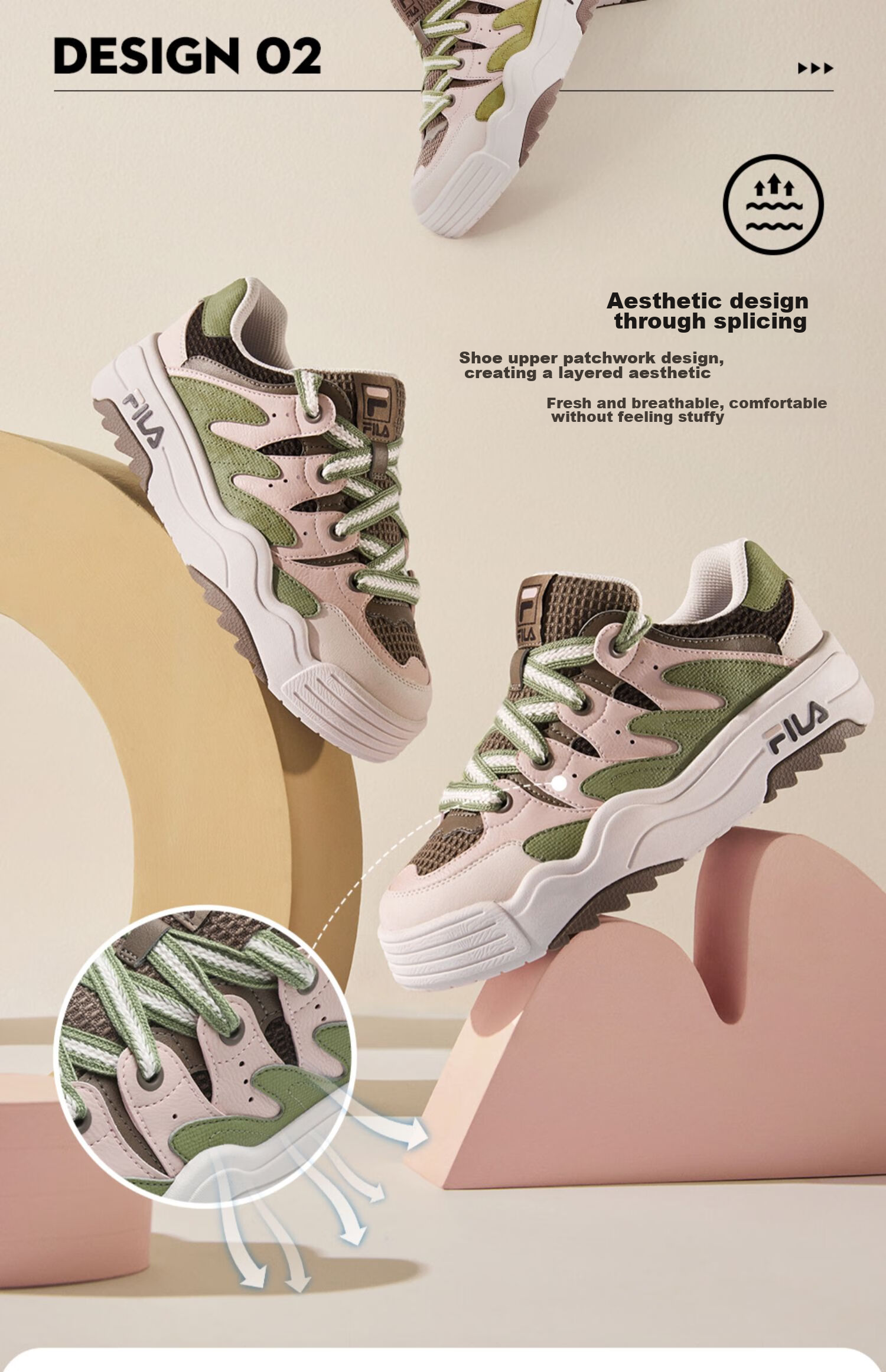 FILA Official Women's ROSETTA Modern Sneakers Colorful Casual Sports Shoes 6