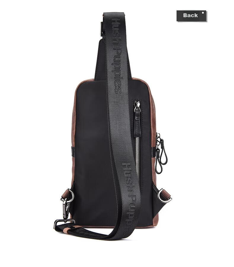 Hush Puppies Crossbody Bag for Men, Niche Design Chest Pack, Casual Retro Genuine Leather Shoulder Bag, Sports Shoulder Bag, Coffee Color 13