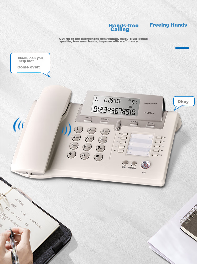 BBK Landline Telephone, Fixed-Line Phone for Office And Home Use, Stylish Lift Screen, 10 Sets of One-Key Dialing, HCD288 Elegant Gray 7