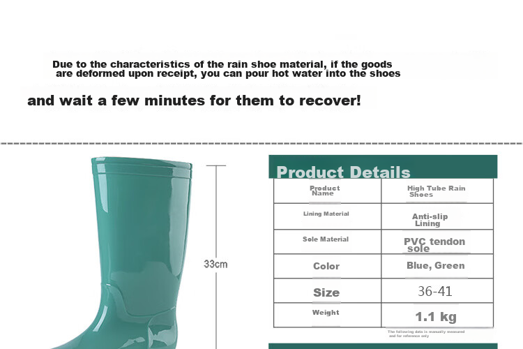 Pinzhide Women's Tall Rain Boots, Waterproof And Non-Slip, Wear-Resistant to Acid And Alkali, Flood Prevention Rubber Shoes with Breathable Lining, Blue, Size 36 10