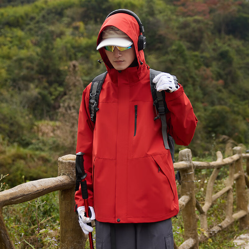 JEEP SPIRIT Men's Outdoor Fleece 3-in-1 Mountaineering Jacket Winter Windproof Waterproof Coat Black 3XL 7