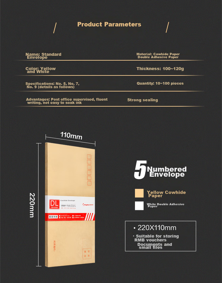 Kingdee 40 Sheets No. 9 White Double-Sided Paper Envelopes, Standard Postal Envelopes 324*229mm 2