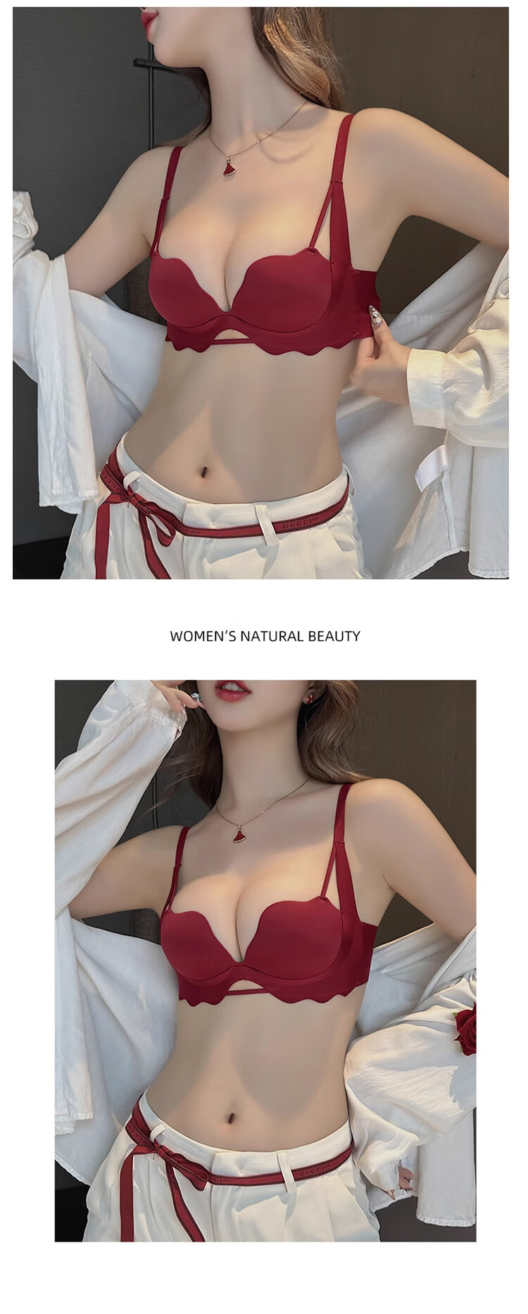 XUEXIMAN [2026 Spring New Arrival] Zodiac Year Women's Bra, Wine Red Sexy Wireless Push-Up Brassiere 12