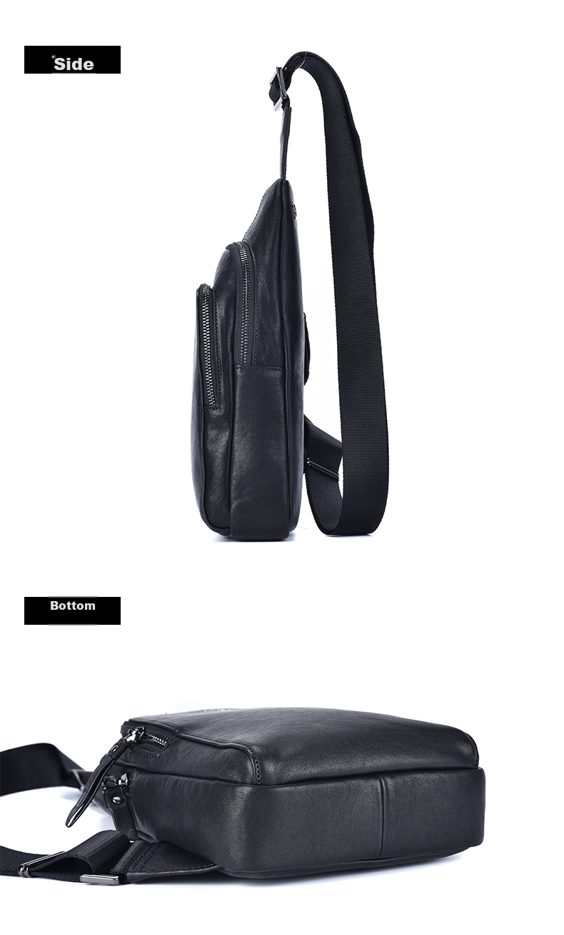 Hush Puppies Chest Bag, Men's Crossbody Bag, Waist Pack, Retro Casual Large Capacity Men's Bag, Vegetable Tanned Leather Sports Shoulder Bag, Gift 15