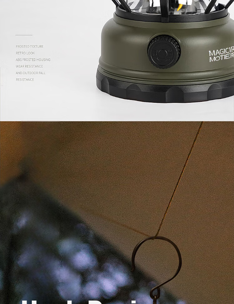 MOTIE Retro Camping Light, Illumination Lamp for Tent Atmosphere, Outdoor Camping Handheld Hanging Lamp, LED Long-Lasting Lantern Equipment 9