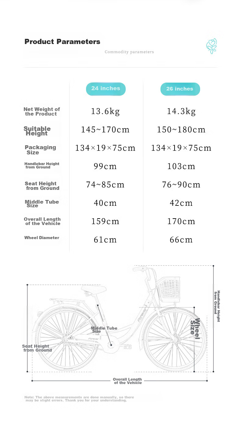 FOREVER City Commuter Bicycle, 26-Inch Solid Tire, for Adults, Men And Women, Children, Grocery Shopping, Commuting, Leisure City Bike, Black 4