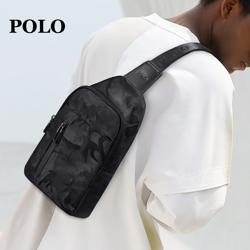 POLO Chest Bag for Men, Camouflage Crossbody Bag, Lightweight IPad Bag, Sports Messenger Bag, Commuter Phone Bag, Casual Shoulder Bag