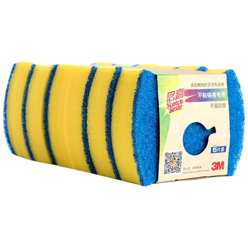 3M Scotch-Brite Dishwashing Sponge, 6-Pack, Non-Stick Pan Specific Dishwashing Sponge, Easy to Clean without Scratches