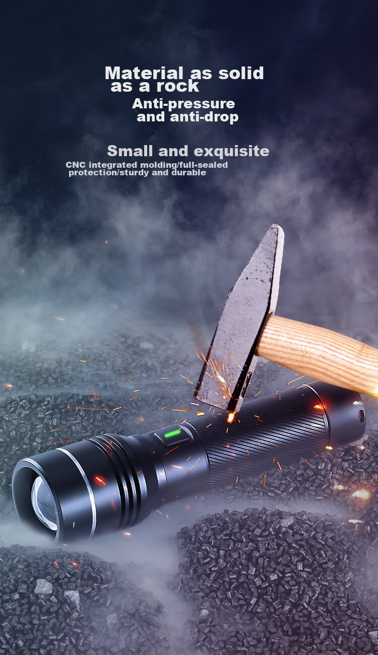 JD Original High-Intensity Zoomable Flashlight, 2000 Lumens, Long Battery Life, Outdoor Survival, Rechargeable, Multifunctional, Portable for Home Use 12