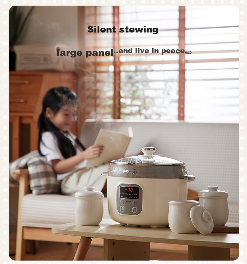 Bear Electric Slow Cooker, Soup Pot for 3-4 People, Stew Pot, Bird's Nest Cooking Pot, Soup Stewing Pot, Baby Food Cooker, DDZ-C25X6 4L with Steamer Basket 17