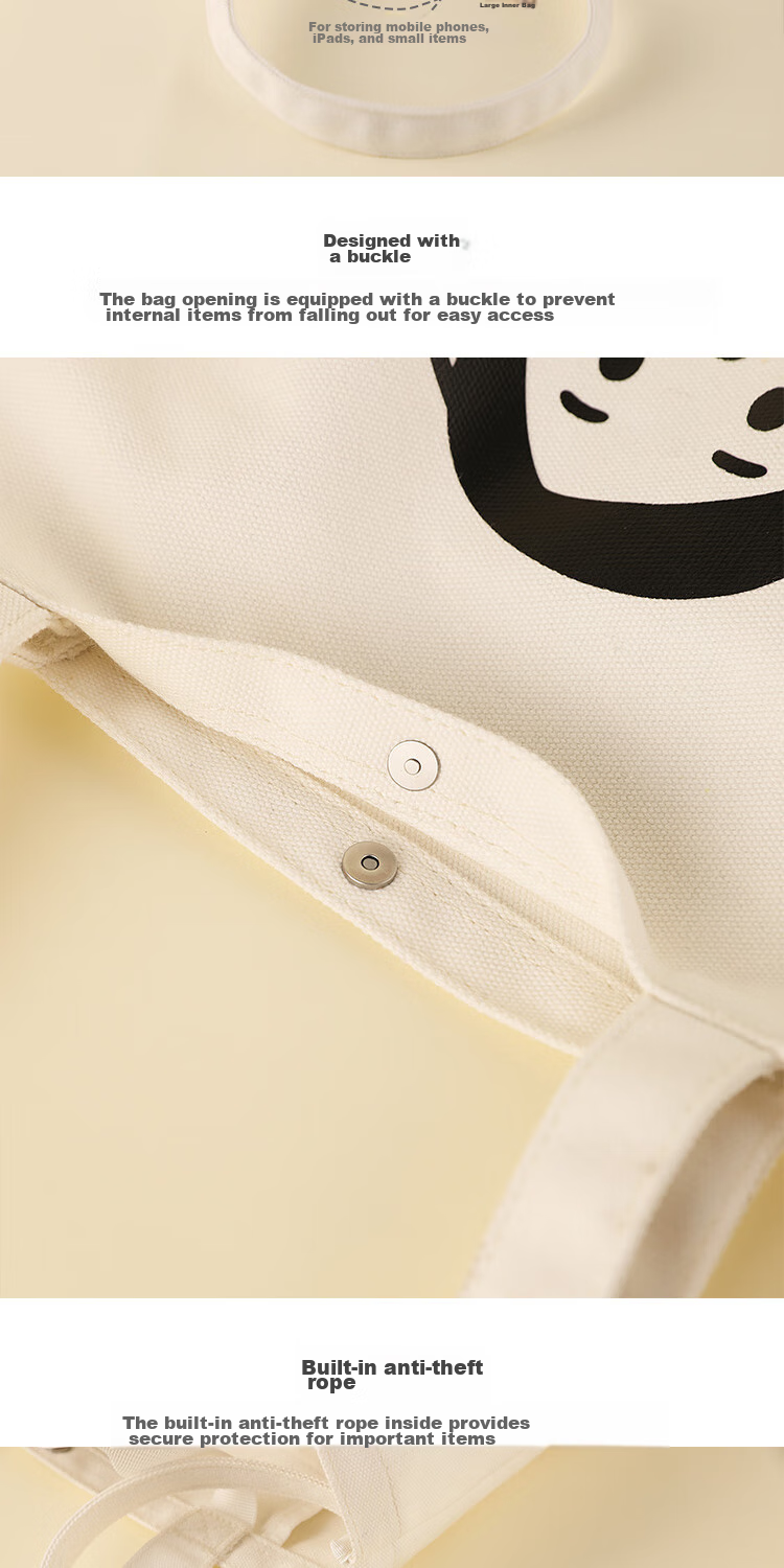 KOKUYO Noritake Collaboration Tote Bag, Portable Fashion Canvas Bag, Instagram-Style Handbag, Shopping Bag, Simple Large-Capacity Shoulder Bag, Tutoring Bag, WSG-KB2X02W Canvas Bag 6