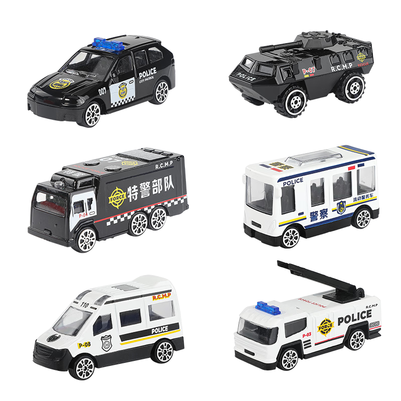 Anby Families Children's Alloy Police Car Toy Set, 3-6 Years Old Boys' Car Model Fire Truck, Birthday Gift for Boys And Girls