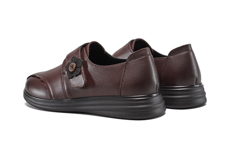 Eierkang Middle-aged and Elderly Women's Soft Sole Leather Shoes 16882W Off-white Size 39 26