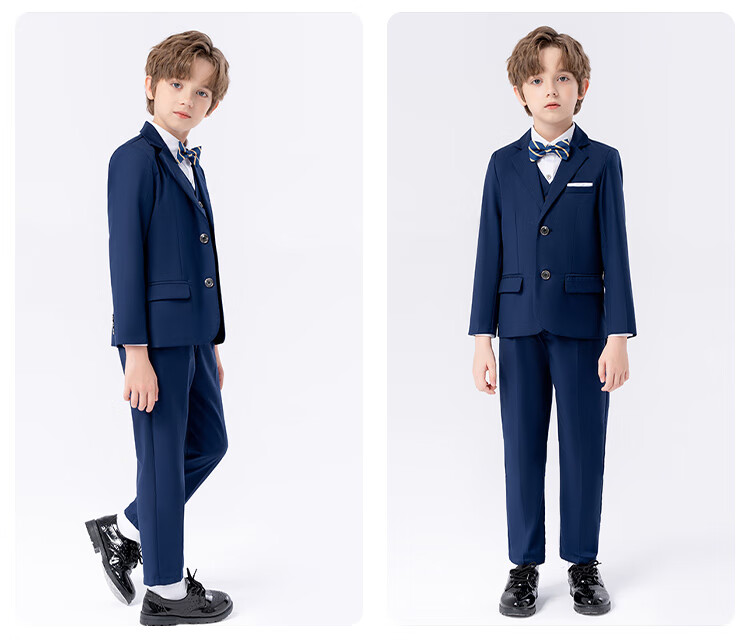LUOBOBEIBEI Children's Suit Jacket, Korean Style Solid Color Boys' Formal Wear, Flower Boy Performance Little Suit Coat, Black, Size 120 12