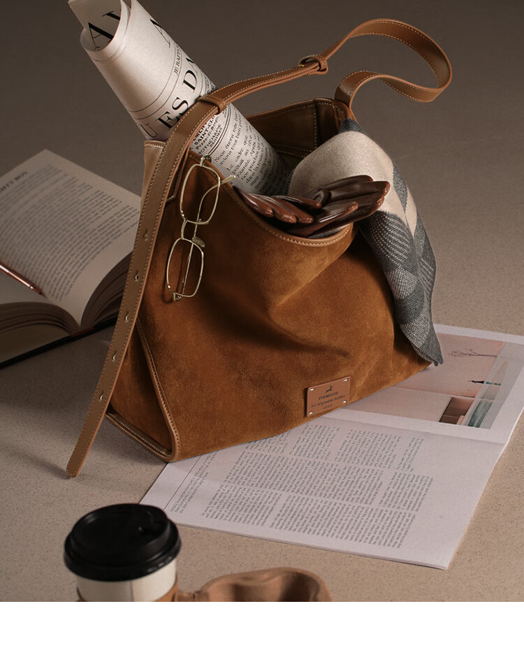 Mood Autumn And Winter Cowhide Hobo Tote Bag for Women, Large Capacity Commuter Underarm Single Shoulder Crossbody Bag, Birthday Gift Versatile Brow 7