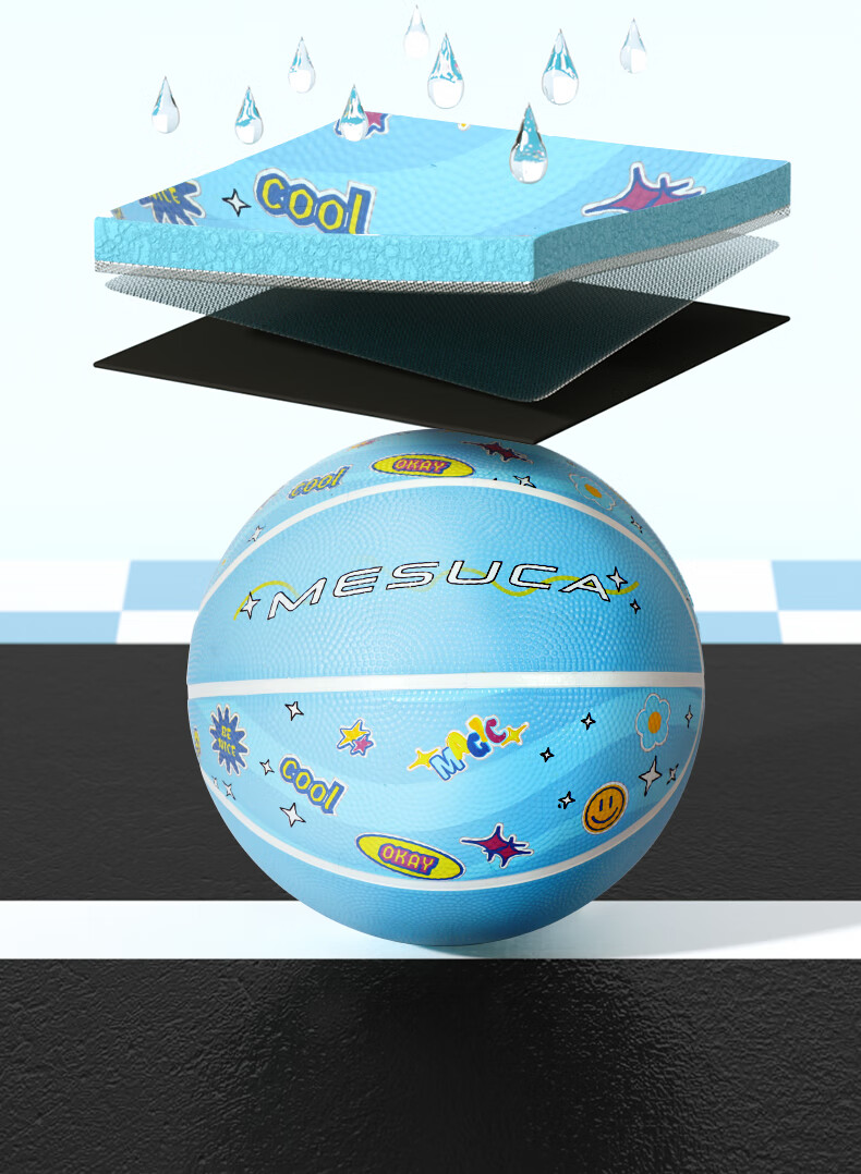 Mesuca Children's Basketball, Size 5, Youth Toy, Kindergarten Bouncy Ball, for Ages 3-6, Small Rubber Ball - Boys' Blue 6