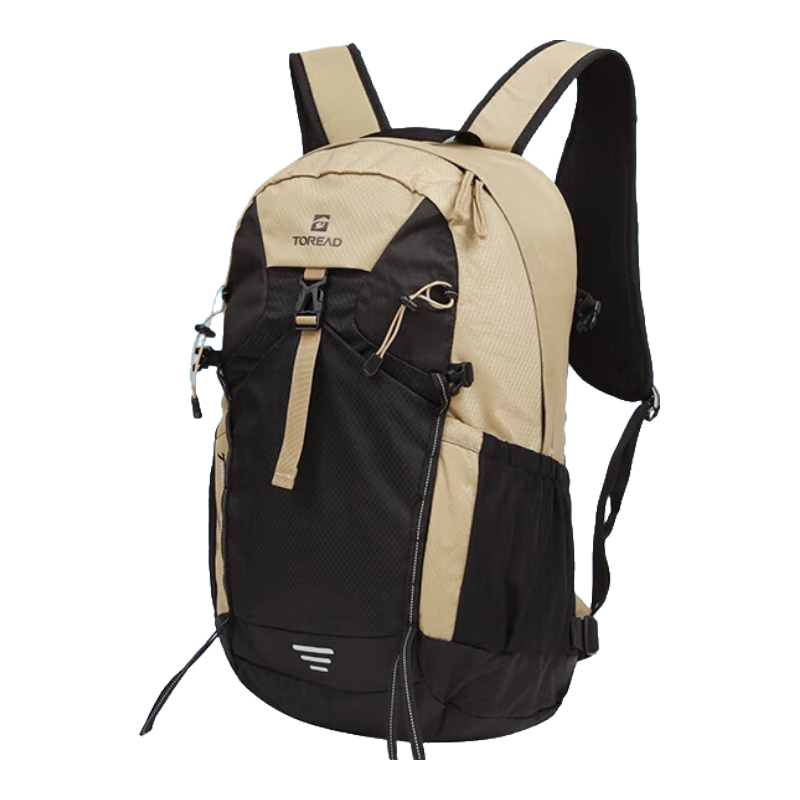 TOREAD Hiking Backpack, Outdoor Professional Trekking Bag, Lightweight And Eco-Friendly, 30L Large Capacity Schoolbag, Natural Wood Color/black