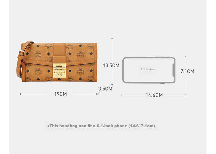 MCM [Brand Original Box] TRACY Large Leather Chain Crossbody Women's Bag, Cognac Color, Gift 1