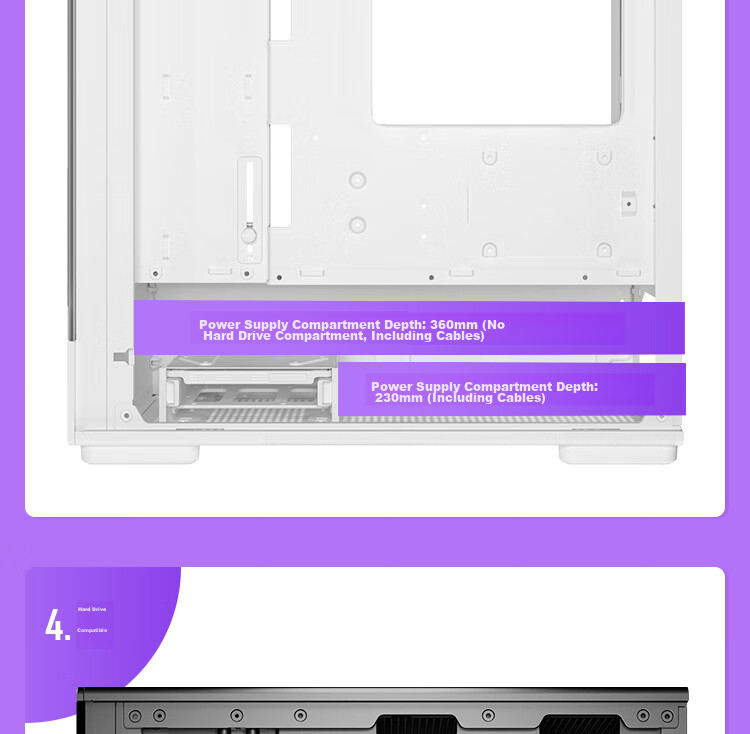 Aigo Starry Sky White ATX Gaming Desktop Computer Case with Dual 360mm Water Cooling Support, 9.6-Inch HD Screen, 270° Panoramic View, And 5090 Graphics Card 28