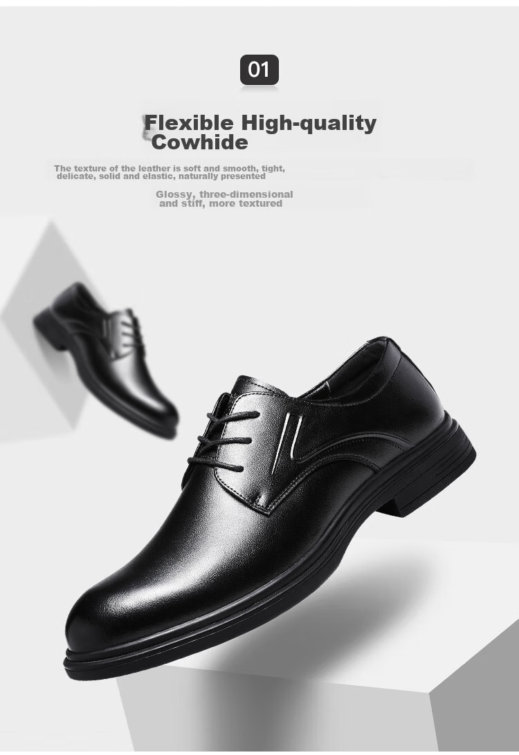 CARTELO Leather Shoes for Men, Business Formal Dress Shoes, Casual New Style Heightening Derby Shoes, Wedding Soft-Soled Breathable Groom's Shoes, British Style 8