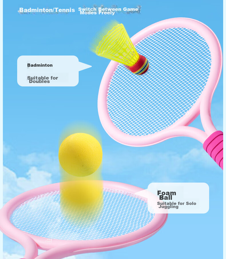 Deli Children's Badminton Racket, Large Head, Lightweight And Durable, Kids' Toy, Gift, Pink 4