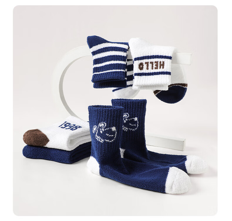 LangSha Kids Boys Mid-Calf Cotton Socks Fleece Lined Thickened Winter Warm Terry Socks for Students Double-Sided Fleece 4
