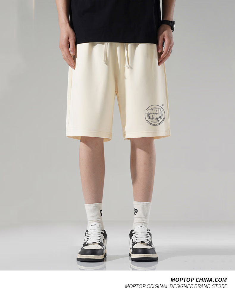 MMOPTOP Japanese-Style Knee-Length Shorts, Men's Summer Trendy Printed Loose Casual Comfortable Sports Shorts, HYJ01 Apricot Color, 3XL 5