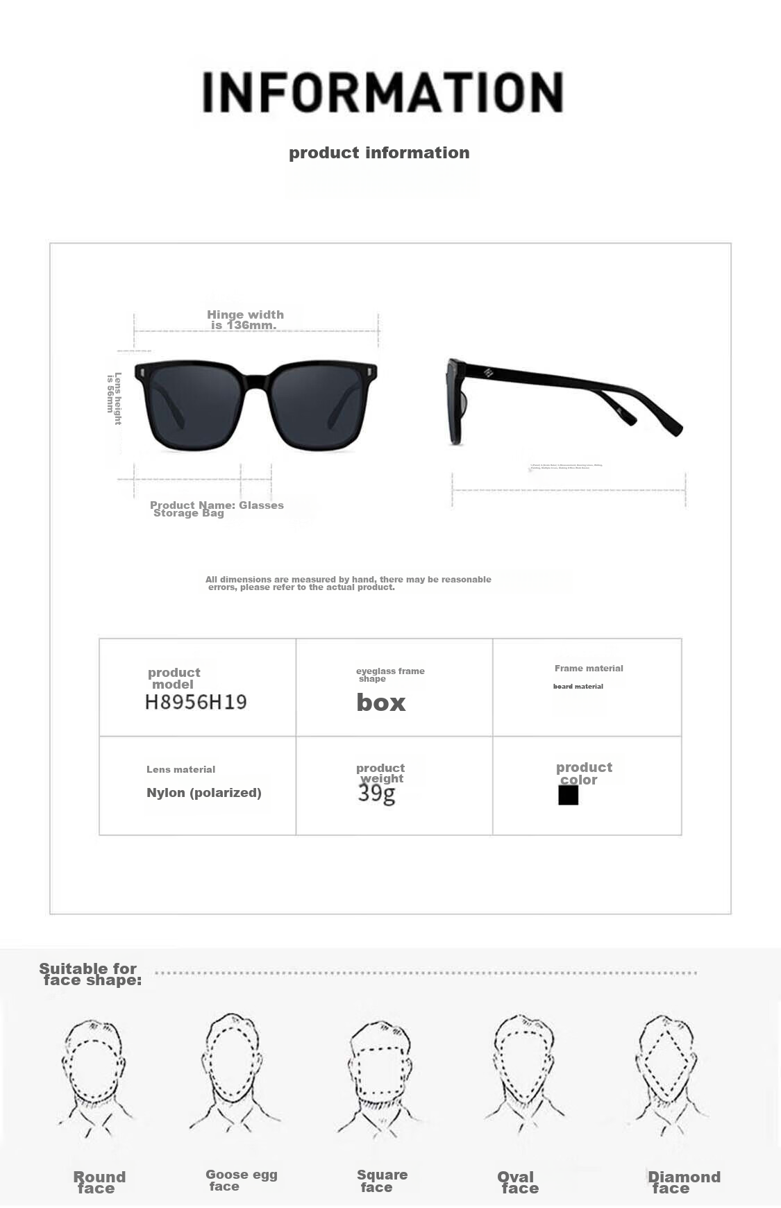 HELEN KELLER Polarized Sunglasses, UV Protection, Fashionable Large Frame Sunglasses for Men And Women, Driving Glasses 9