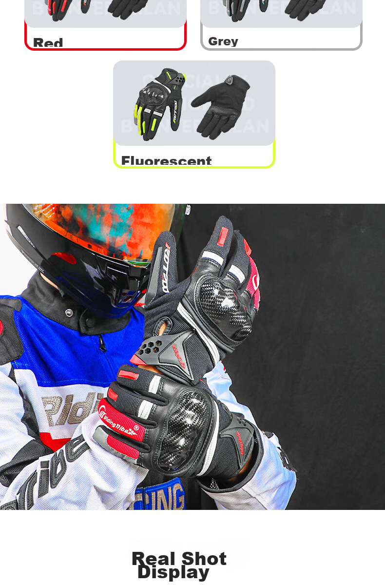 RidingTribe Motorcycle Riding Gloves, Winter Fleece-Lined Thickened Warm Waterproof Electric Bike Anti-Fall Motorcycle Gloves 9