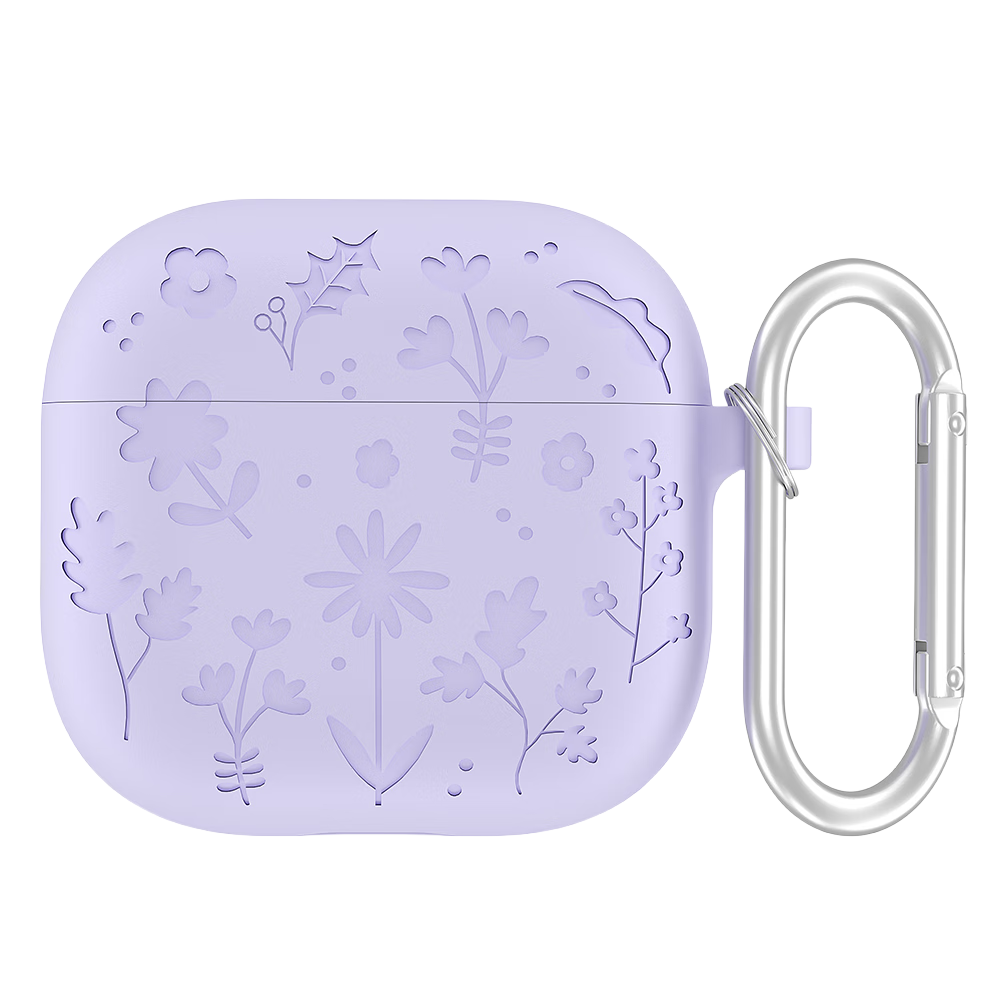 ESCASE Compatible AirPods 5/4 Protective Case, Apple Earphone Cover for 2026 Fifth Generation New Model, Noise-Cancelling Earphone Shell, Shockproof, Dustproof, Silicone Anti-Dirt Wear-Resistant Floral Light Purple