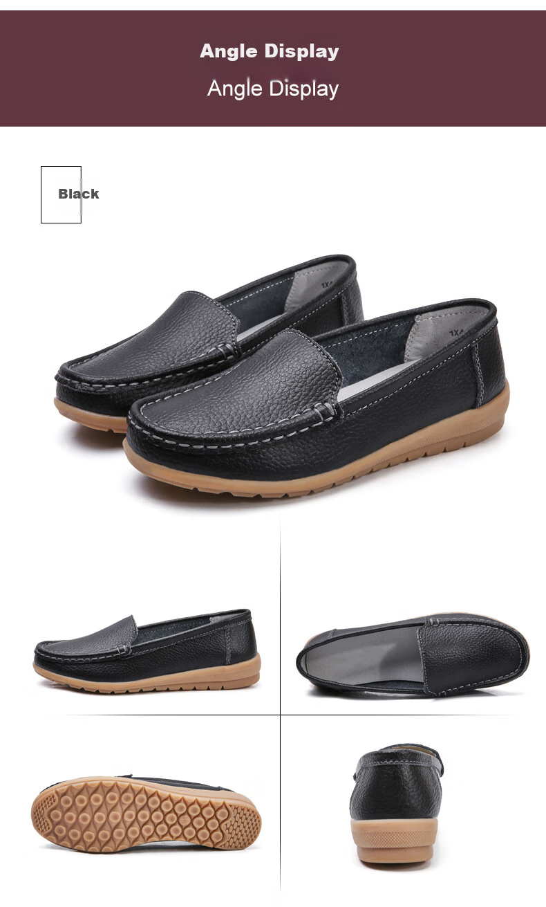 CARTELO Women's Shoes, Mom Shoes, Fashionable Nurse Leather Shoes, Soft-Soled Comfortable Flats, Women's Shoes, 1443 Black, Size 35 20